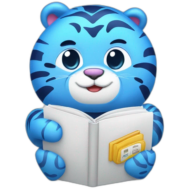 The blue cartoon tiger has the word Safebooks in the middle of its belly emoji
