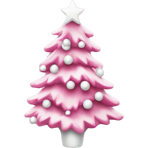 Pink Christmas tree with white ornaments emoji
