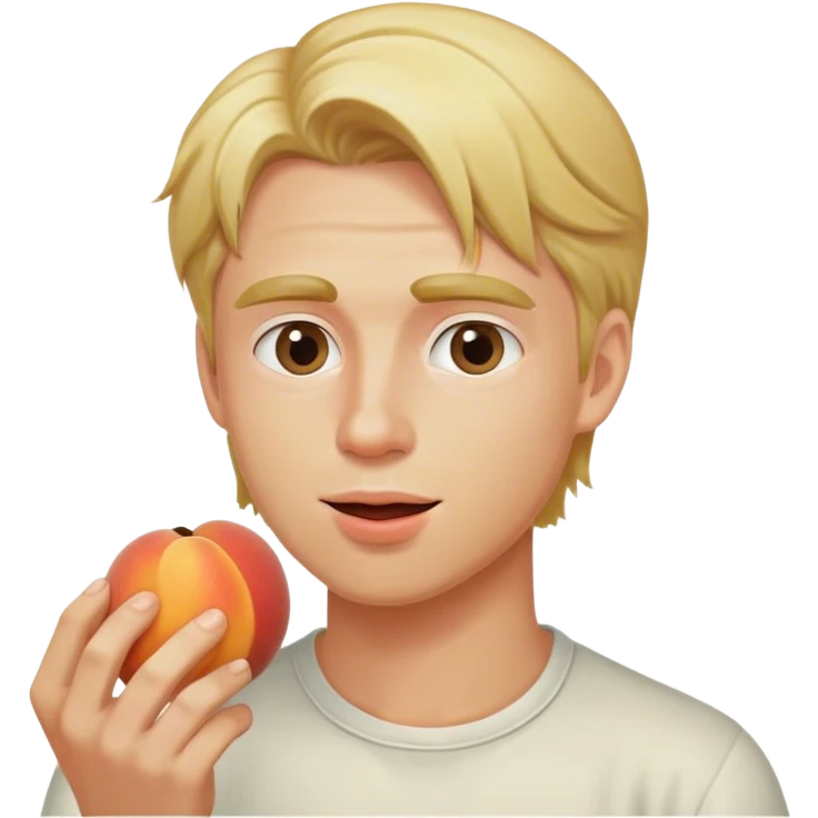 Blond hair man eating peach emoji