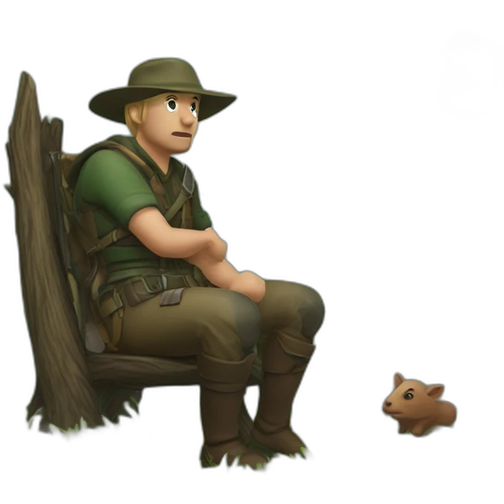 Hunter seat on dead wild boar emoji