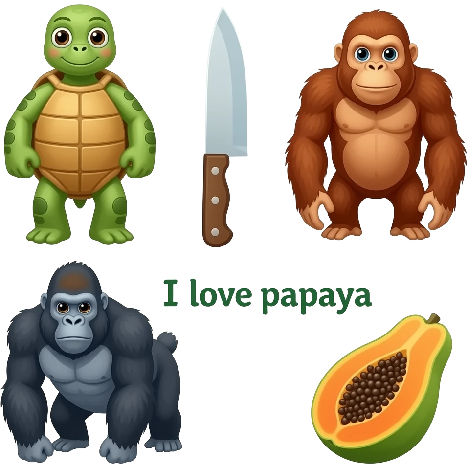 🐢🔪🍠🦧🦍 I love papaya emoji