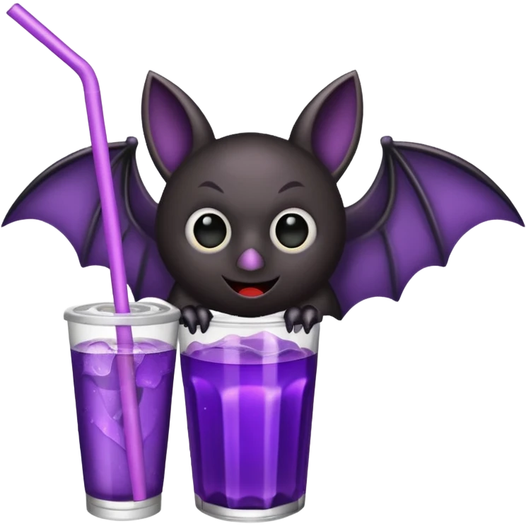 black bat drinkig soda emoji