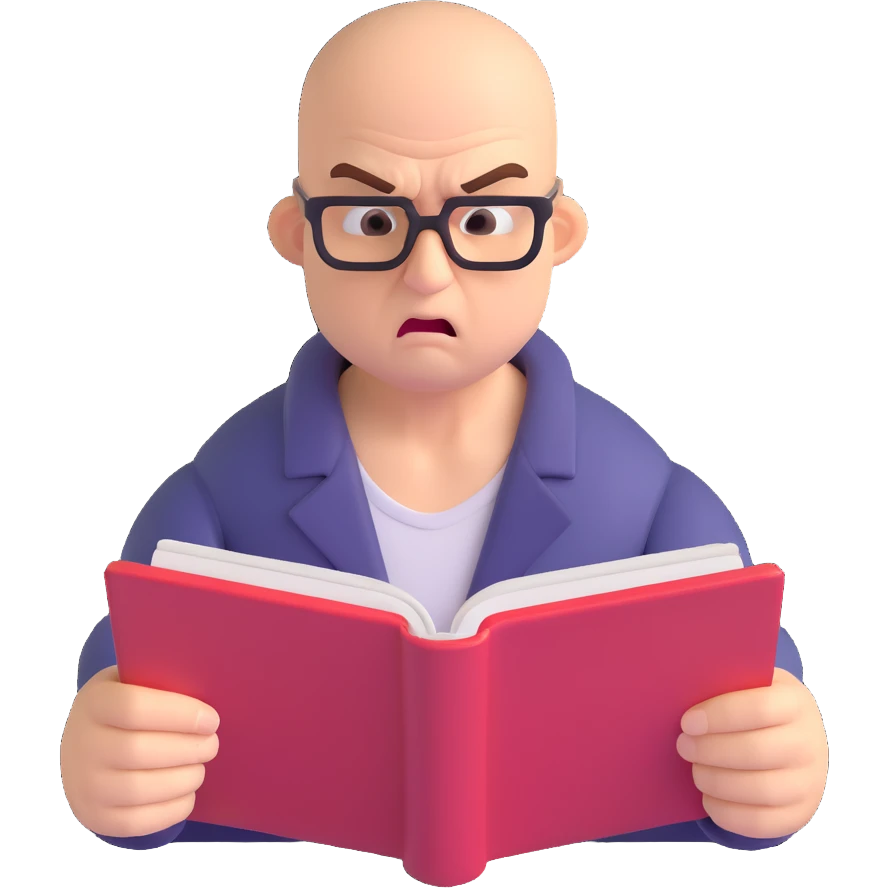 Angry bald man reading emoji