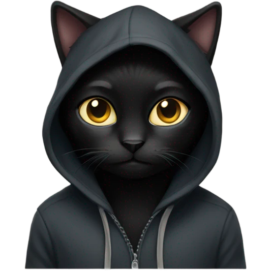 Black Cat wearing a hoody emoji