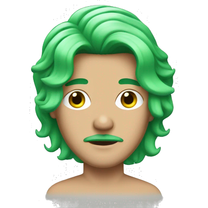 white transgender man with green mullet and a mustache and makeup emoji