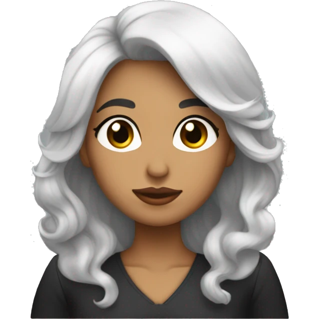 Mujer con cabello negro y lunar en la ceja izquierda tirando un beso emoji