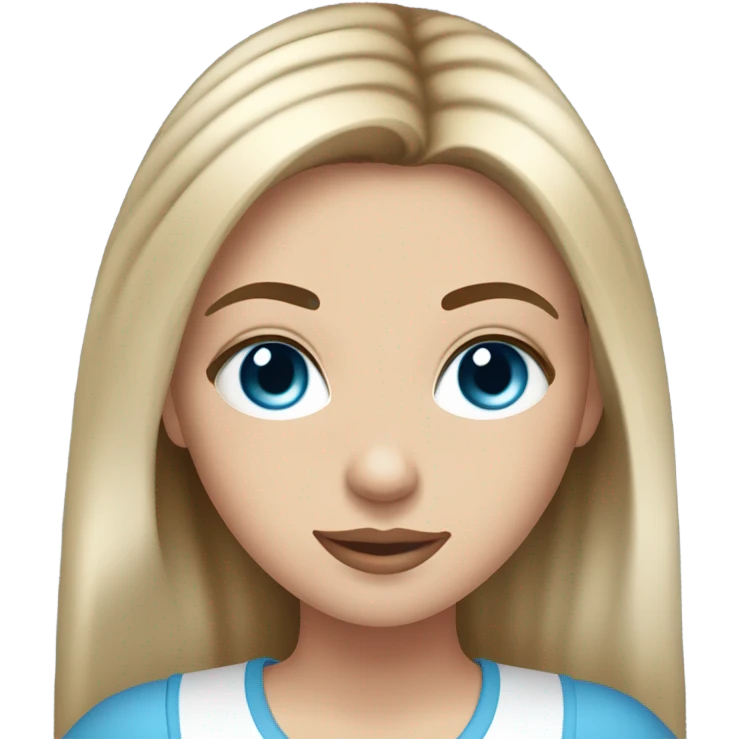White girl blue eyes brown hair getting ready emoji