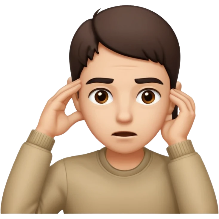 Person leaning forward with one hand behind their ear, eyebrows raised, confused face, as if saying "What? emoji