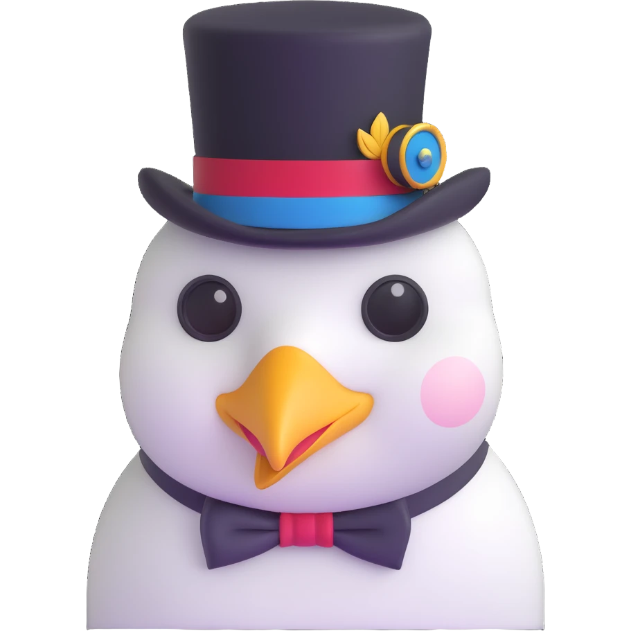 dove head novelty emoji wearing a monocle and top hat, high class emoji