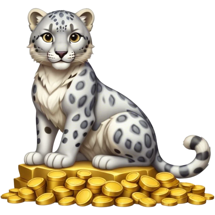 muscular snow leopard symbol of Kazakhstan sitting on pile of gold emoji