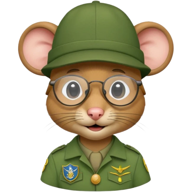 humaniod mice with a scout hat with glasses green uniform emoji
