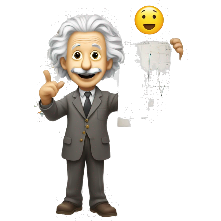 happy albert einstein holds chart board in his hand emoji