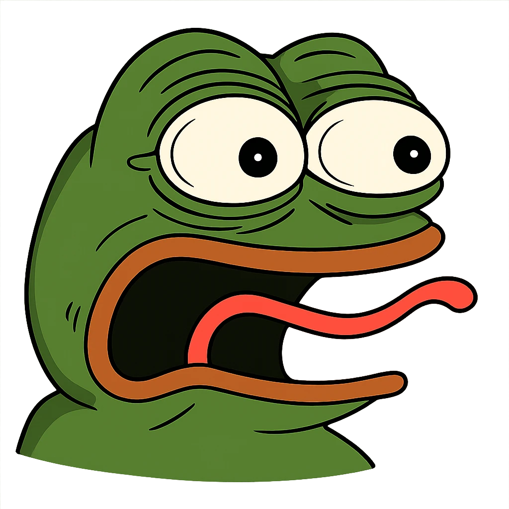 shocked Пэпэ meme with exaggerated facial features emoji