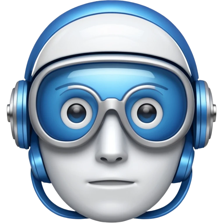 blue and white astrobot with copilot glasses emoji