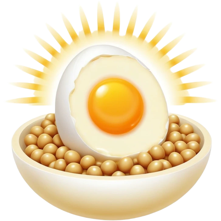 K2-rich foods (cheese, egg yolk, natto) emitting golden beams toward a luminous bone with a bright golden dot at its center. The scene is surrounded by an ethereal glow representing vitamin K2's ability to direct calcium to where it belongs. emoji