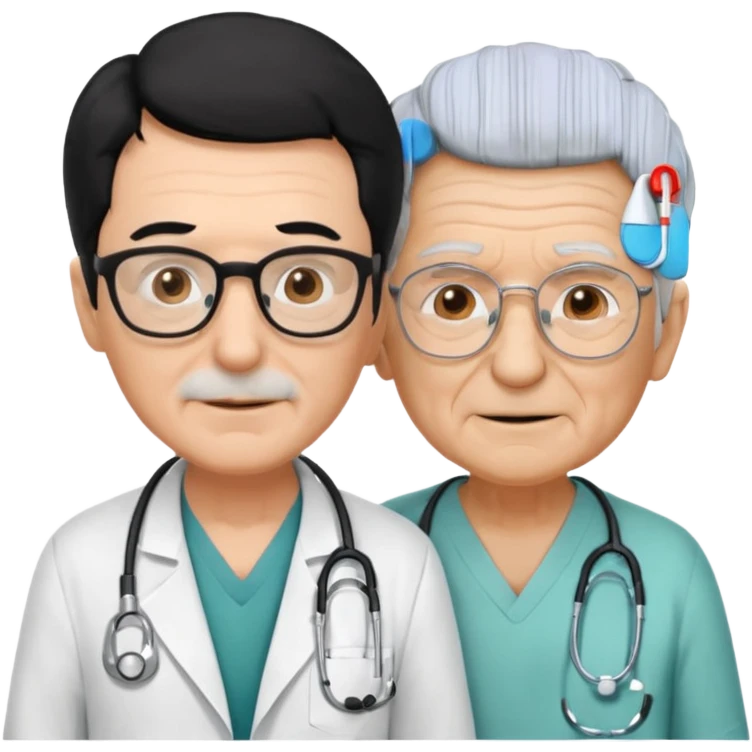doctor black hair helping to a old man  emoji