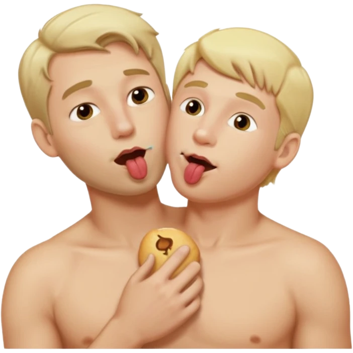 make an emoji of a man (no beard, blond) licking the chest of another blond man emoji