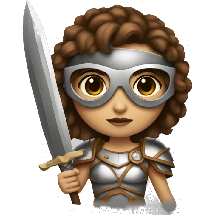 Girl gladiator with brown hair and sunglasses emoji