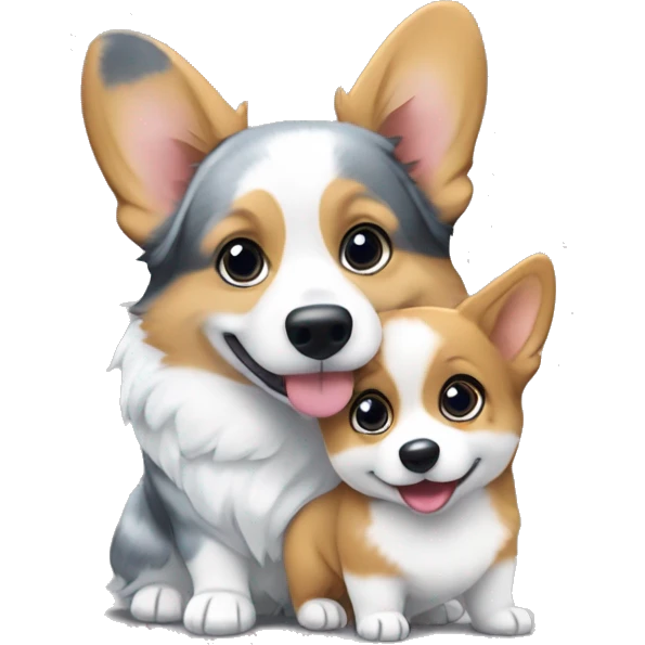 Corgi embark and blue Merle corgi hugging  emoji