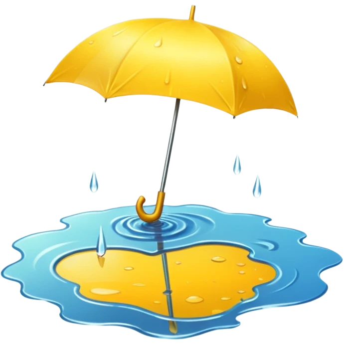 Yellow umbrella in puddle reflection, Lost Umbrella. emoji