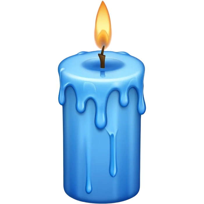 Dripping blue candle, at a 45 degree angle, wax dripping down emoji
