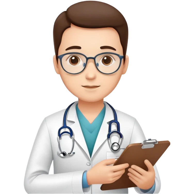 Doctor with clipboard conducting comprehensive medical check-up on patient, routine health examination in clinic emoji