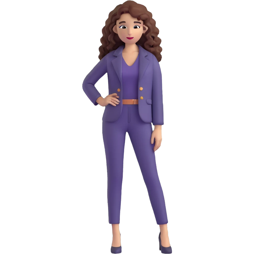 Trendy fashionable woman with long curly hair wearing chic clothes emoji