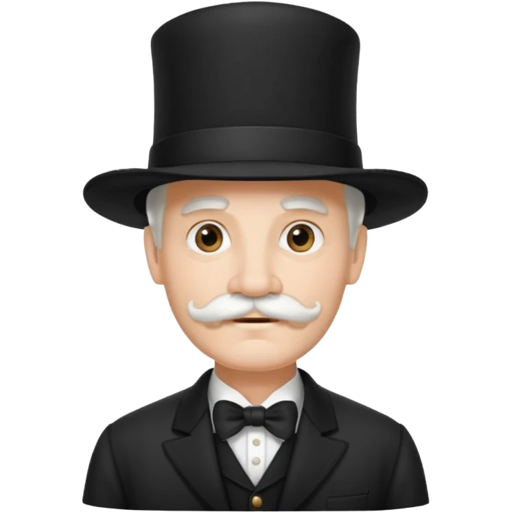 very big white moustachhe and typical 1900 black elegant clothes and hat .3/4 pose emoji