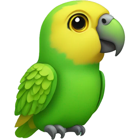 Green parrot with yellow face emoji