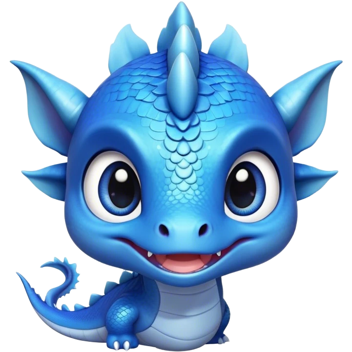 cute blue baby dragon head  emoji