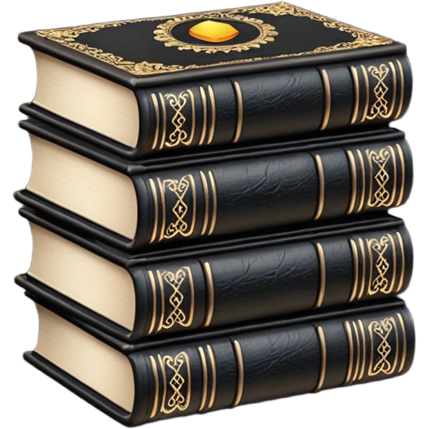 5 black gothic books on top emoji
