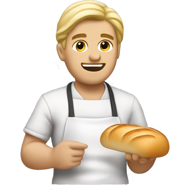 a blond man eating bread dressed as a baker emoji