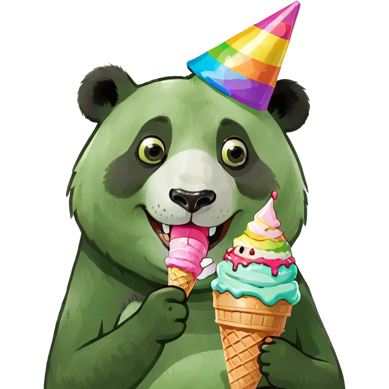 Panda eating ice cream emoji
