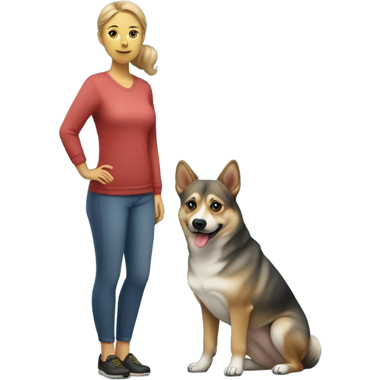 A Swedish Vallhund with a woman emoji
