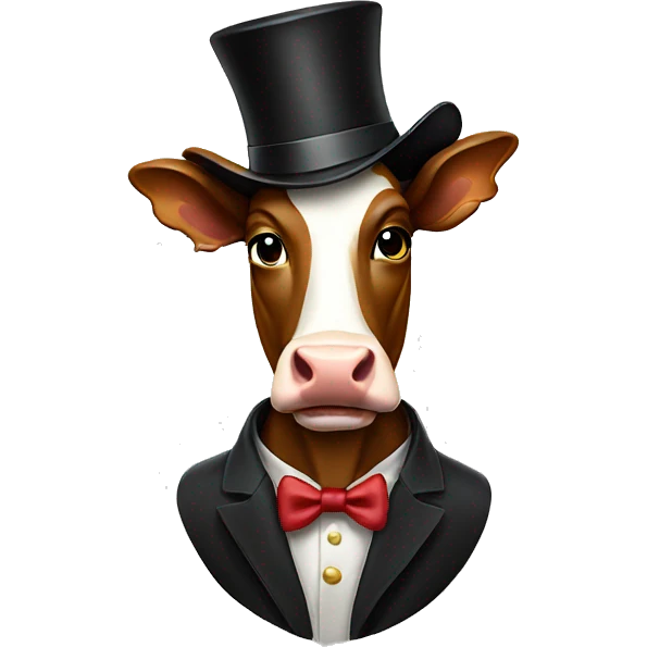 Cow with a top hat emoji