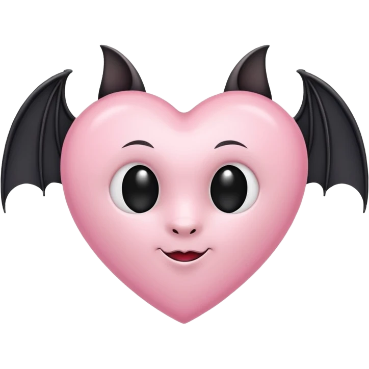 Light pink heart with a black bat on it emoji