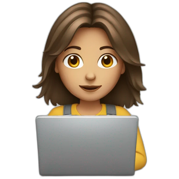 Brown hair girl with a laptop emoji