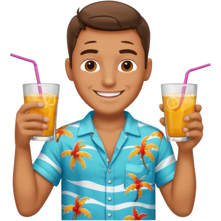 man with drink , beach shirt emoji