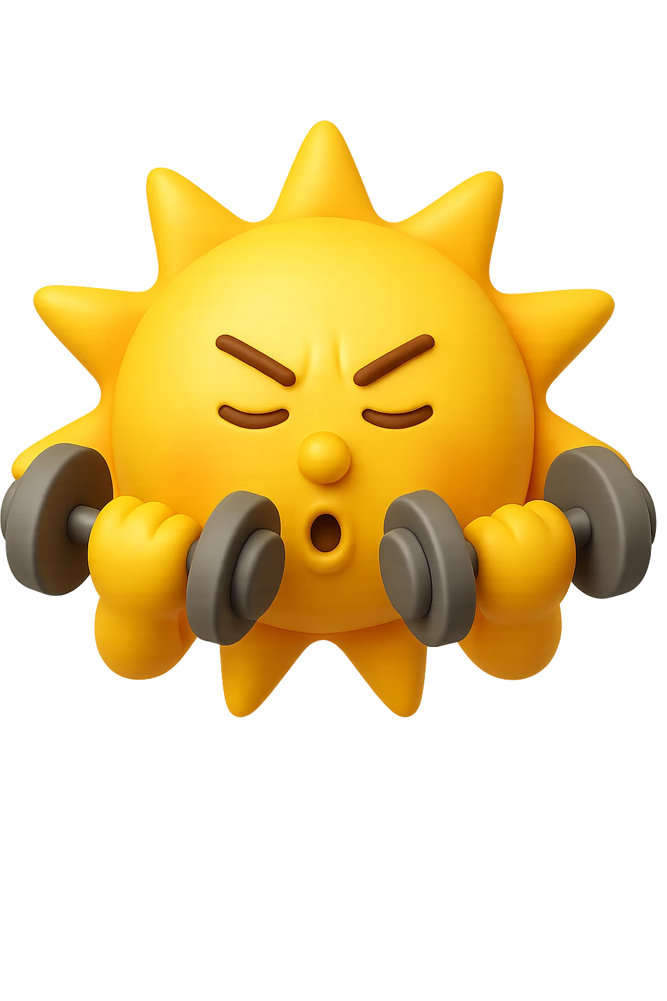 emoji stile iphone 3d di un sole che si allena con i pesi emoji
