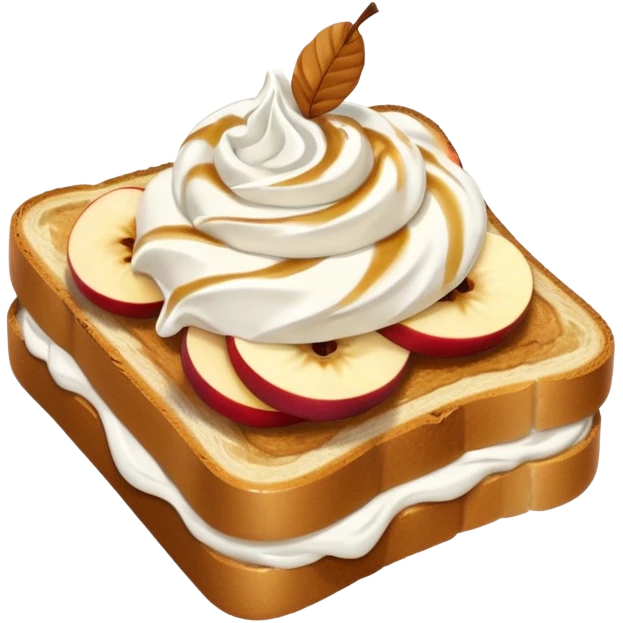 toast with apple slices on top with a swirl of whipped cream emoji