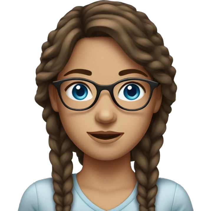 girl with blue eyes, glasses and medium brown hair and freckles emoji