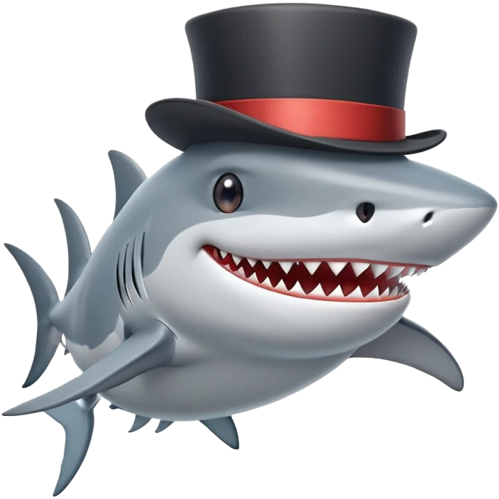 shark wearing a top hat emoji