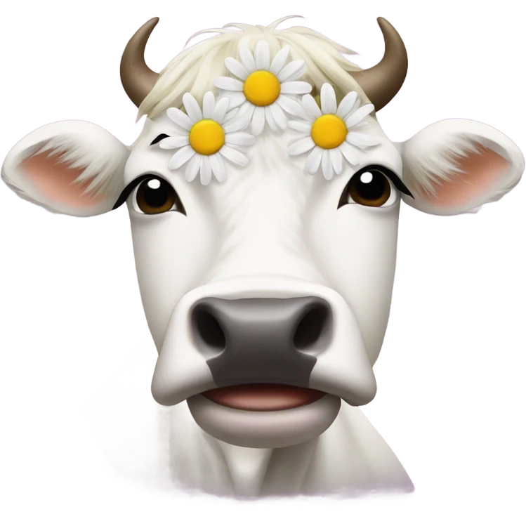 Cow with daisy in hair emoji