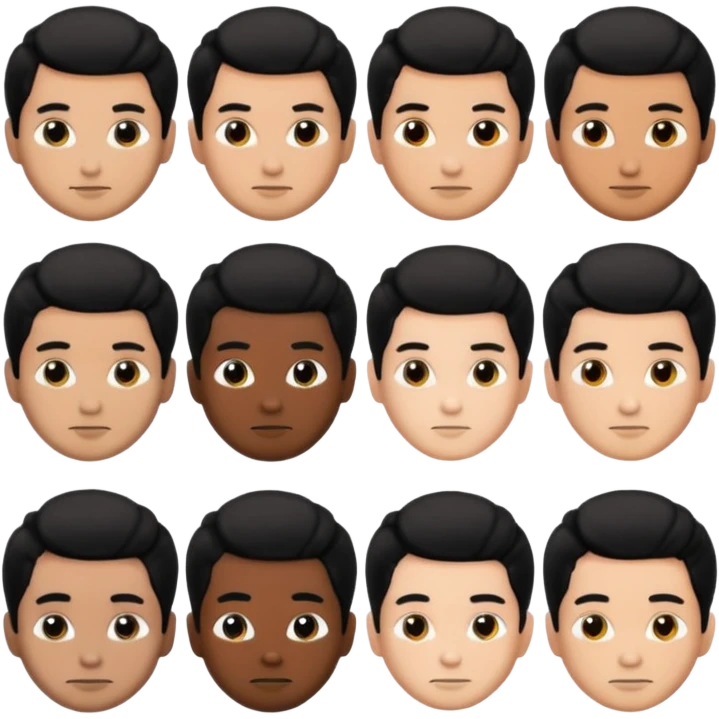 men with black bun hair emoji