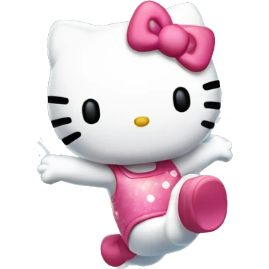Hello kitty jumping over water emoji