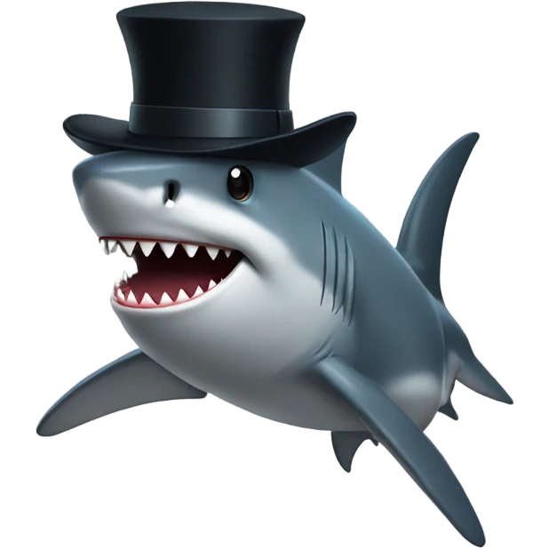 Shark with a top hat emoji