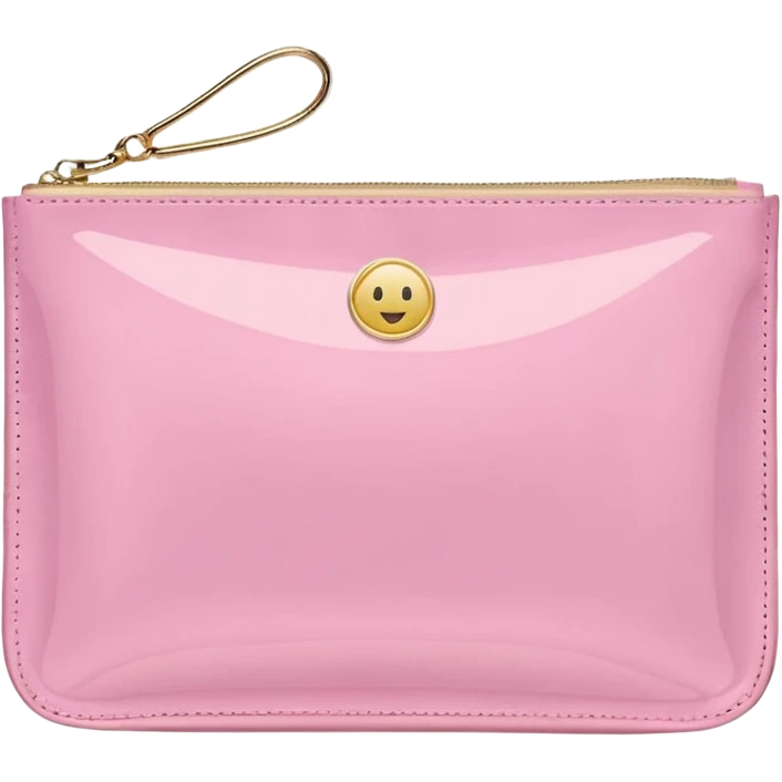 pink stoney clover lane rectangle pouch with shiny gold zipper teeth and a circle zipper puller  emoji
