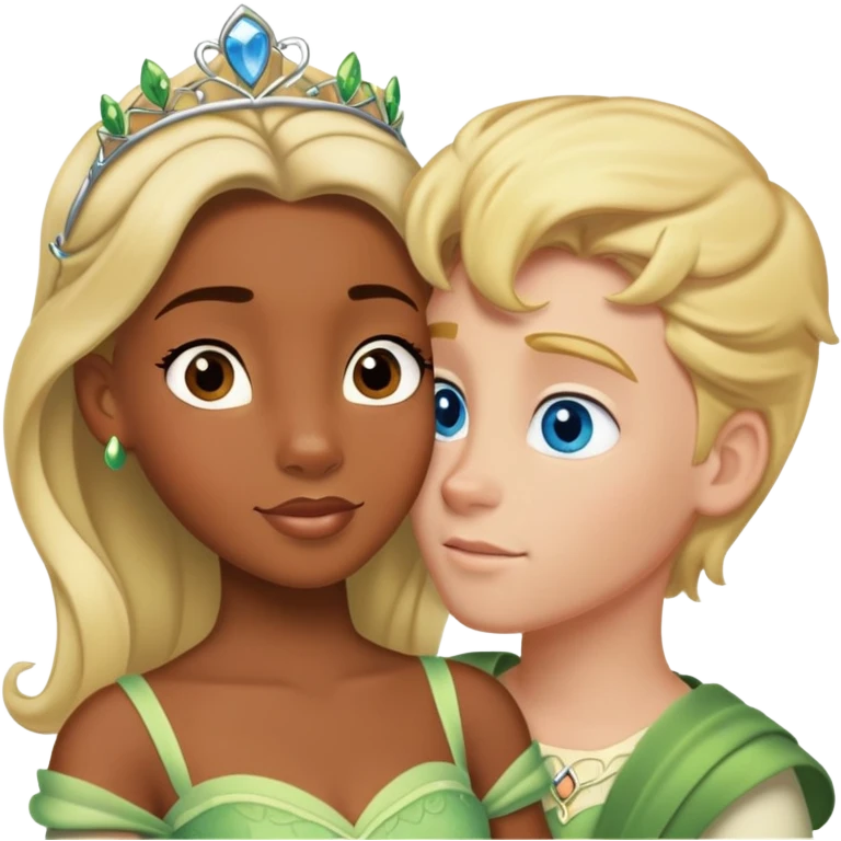 Princesa Tiana enamorada con un chico rubio de ojos azules  emoji