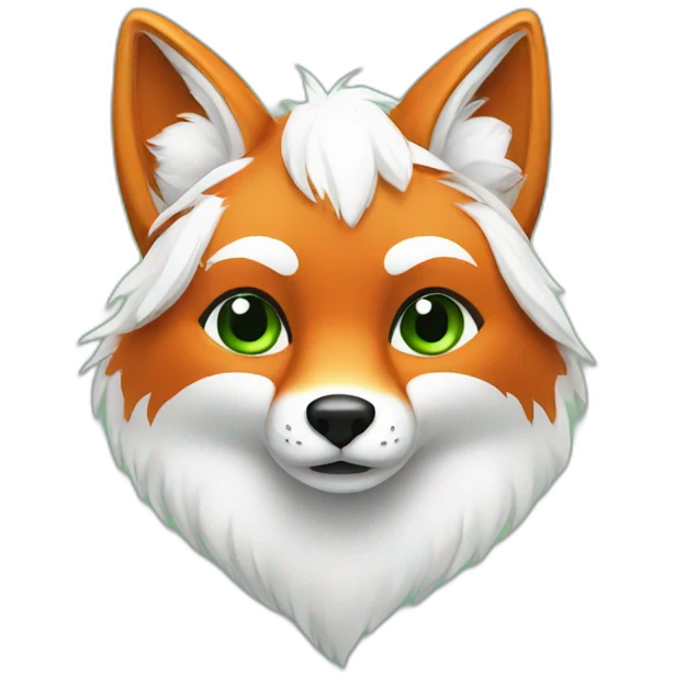Fox with white fur and a green tail emoji