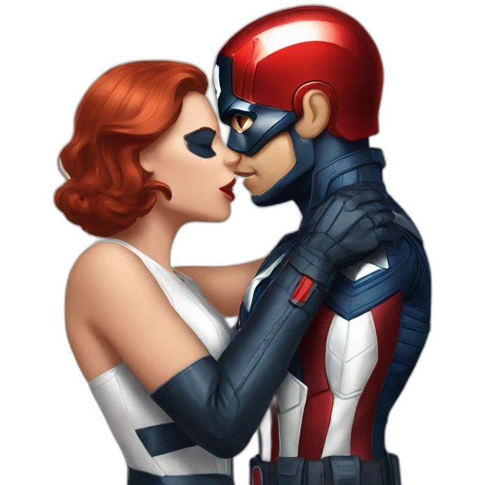 black widow kissing captain america emoji